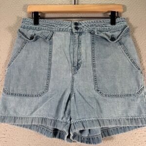 J.Crew Denim Jean Shorts Womens 10‎ Blue Light Wash Relaxed Fit Flap Pocket